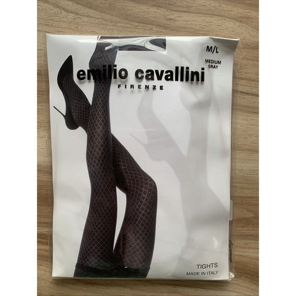 Emilio Cavallini Firenze Tights M/L Medium Gray 110 Den Patterned Italy